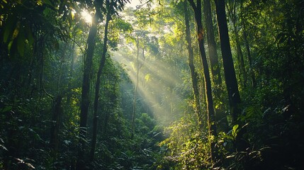 Obraz premium A dense, ancient forest where preservation efforts are underway to protect it from logging and development.