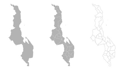 Set of MALAWI Maps with Main Map and Regional maps