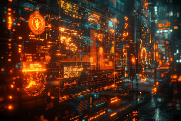 Fototapeta premium A machine learning algorithm predicting market trends, representing AI's role in financial forecasting. Concept of finance.