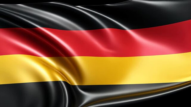 The German flag with black, red, and gold horizontal stripes gently flowing in a soft wave