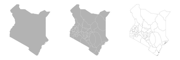 Fototapeta premium Set of KENYA Maps with Main Map and Regional maps