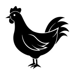 Simple hen silhouette vector logo icon on white background