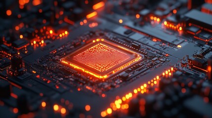 Obraz premium Abstract Digital Circuitry with Glowing Red and Blue Lines