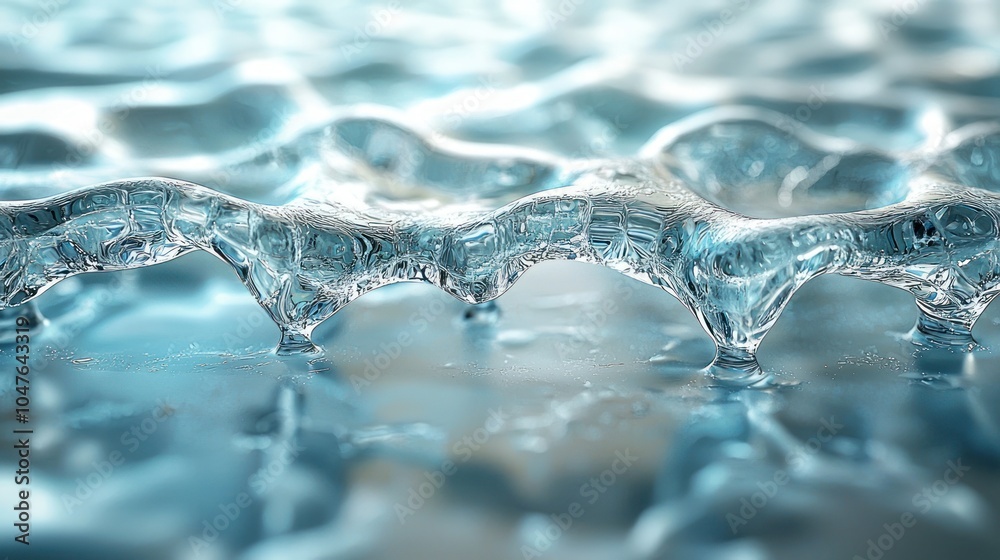 Poster close-up of crystalline water drops creating a wavy pattern