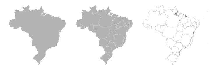 Obraz premium Set of BRAZIL Maps with Main Map and Regional maps