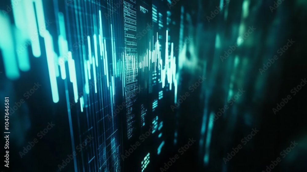 Poster A computer screen with a blue background and green lines