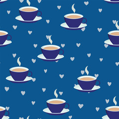Obraz premium Abstract seamless pattern with color cups. Kitchen doodle background. Design for poster, fabric, textile