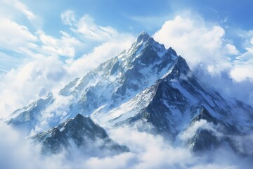 Majesty of Cloud-Shrouded Mountain Peak in Untamed Wilderness