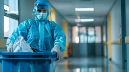 Waste disposal in hospital garbage can with protection