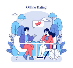 Offline Dating. Flat Vector Illustration