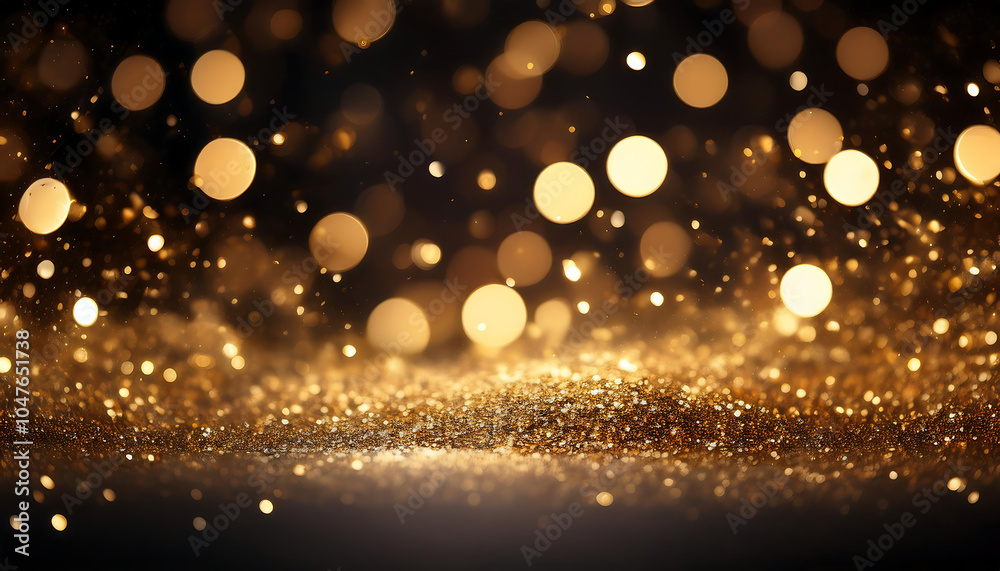 Poster abstract glitter lights in gold and black create a disheveled background with fading focus _1(114)