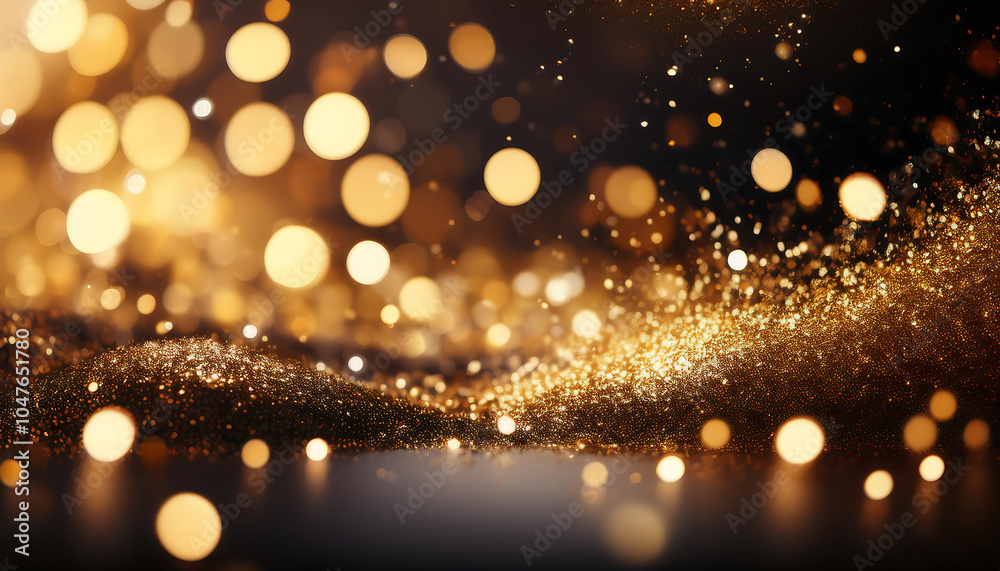 Poster abstract glitter lights in gold and black create a disheveled background with fading focus _1(115)
