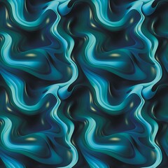 Obraz premium Abstract smooth liquid waves seamless pattern. Decorative fluid waves abstract background. Blue colors. Digital artistic artwork raster bitmap illustration. Graphic design art. AI artwork. 