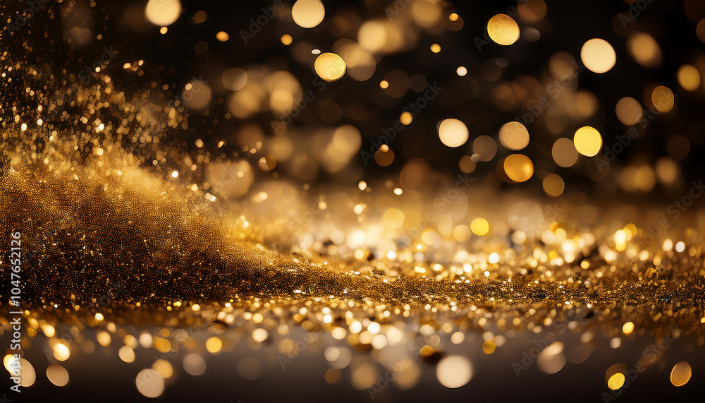 Poster abstract glitter lights in gold and black create a disheveled background with fading focus _1(113)