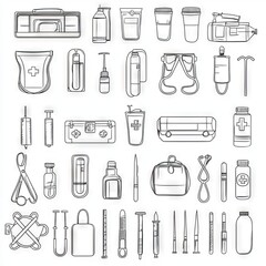 Medical, healthcare industry, linear modern icons