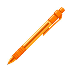 Orange and yellow retractable ballpoint pen. School supply, office stationery, and writing tool concept. Flat vector illustration isolated on a white background