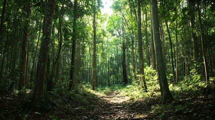 Obraz premium A protected forest area where old-growth trees are preserved, providing a habitat for endangered species.