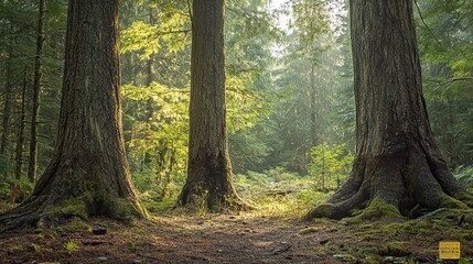 Obraz premium A protected forest area where old-growth trees are preserved, providing a habitat for endangered species.