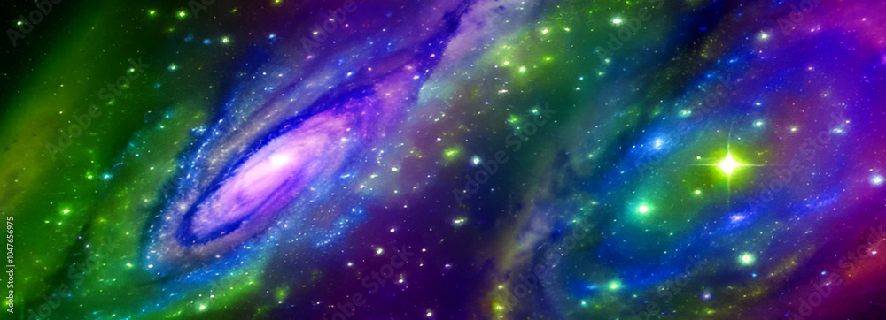Sticker galaxy in a free space. 3d rendering
