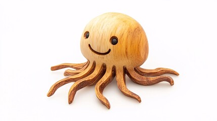 Fototapeta premium a cute smiling Jellyfish carved from wood