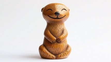a cute smiling meerkat carved from wood