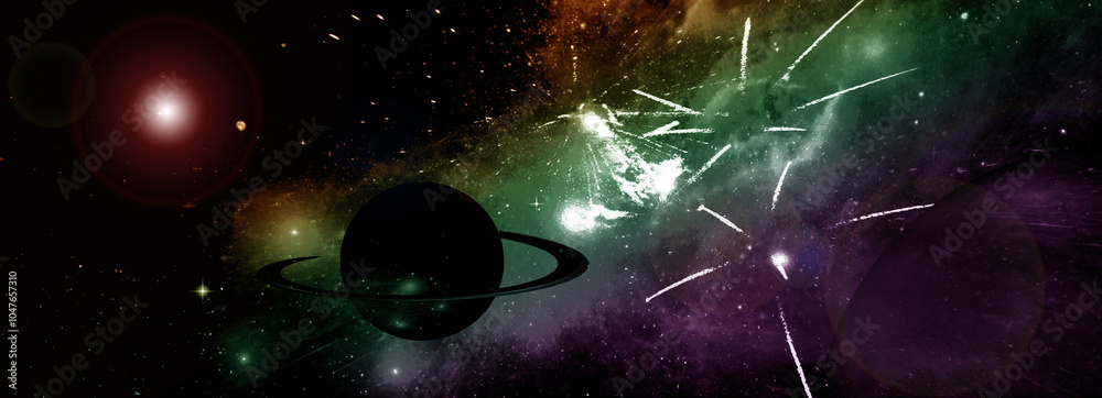 Wall mural galaxy in a free space. 3d rendering