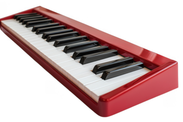 Red piano key isolated on transparent background, png file, no background png file