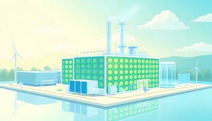 Naklejka premium Green Hydrogen Factory Concept