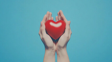 Fototapeta premium Compassion in Action: Hands Holding a Heart