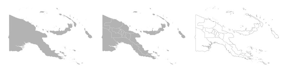 Set of PAPUA NEW GUINEA Maps with Main Map and Regional maps