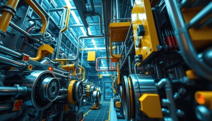 Fototapeta premium Futuristic industrial machinery overview