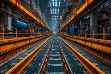 Inside a mineral processing plant where complex equipment processes and purifies mined minerals. Generative AI