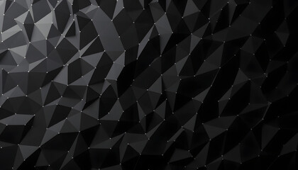 Obraz premium Dark black 3D Futuristic triangles background Abstract lowpoly geometric grid pattern isolated with white highlights, png