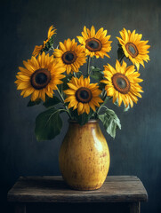 The carefully arranged flowers and greenery create a harmonious and refined composition.