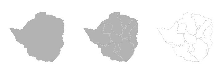 Set of ZIMBABWE Maps with Main Map and Regional maps