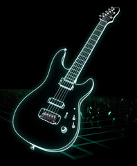 Neon-Elektrogitarre im futuristischen Stil &ndash; KI generiert