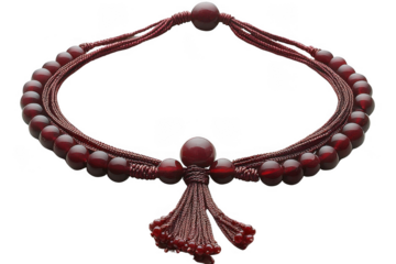 Rounded Red lariat necklace isolated on transparent background, png file, no background png file