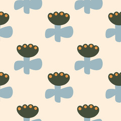 Seamless vector flower pattern with abstract shapes modern pattern for the design of textile