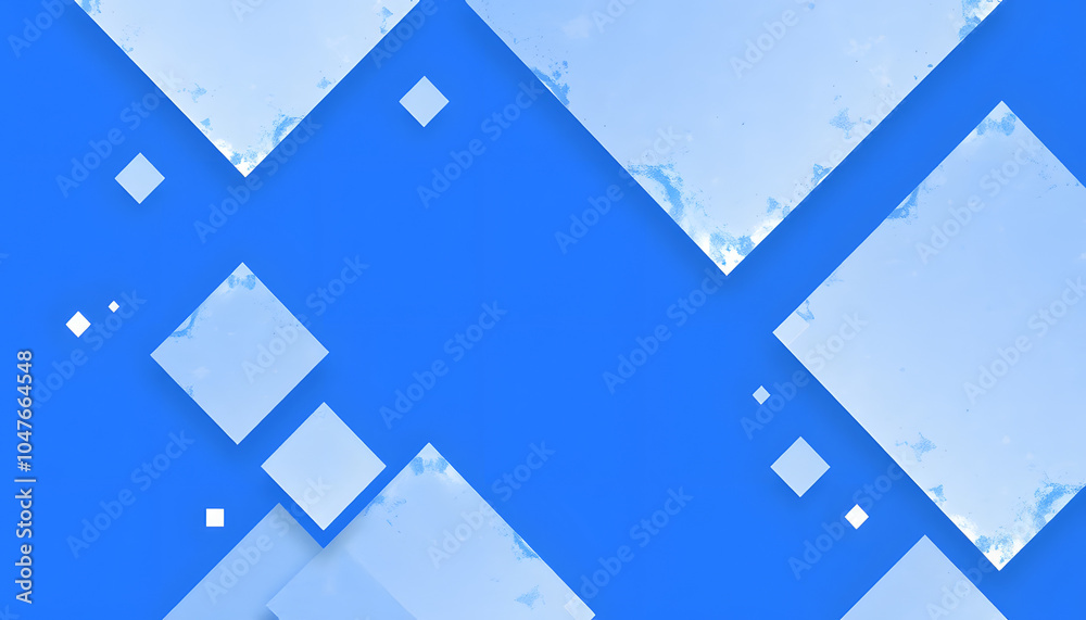 Poster modern abstract blue background design with layers of textured white transparent material in triangl