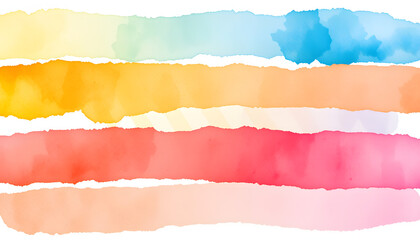 Handmade Watercolour Swatches in zig zag pattern isolated with white highlights, png