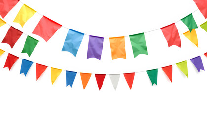 Obraz premium Colorful flags on white background isolated with white highlights, png