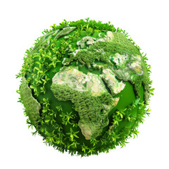 Green planet , Save Earth green concept isolated on transpanret or white background