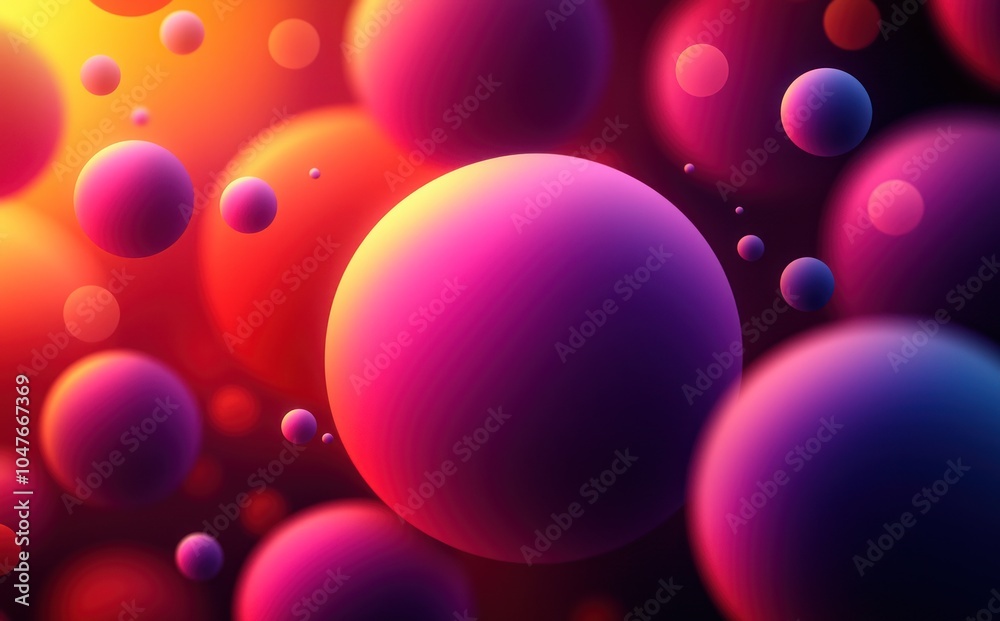 Aufkleber abstract background with floating spheres in purple and red hues
