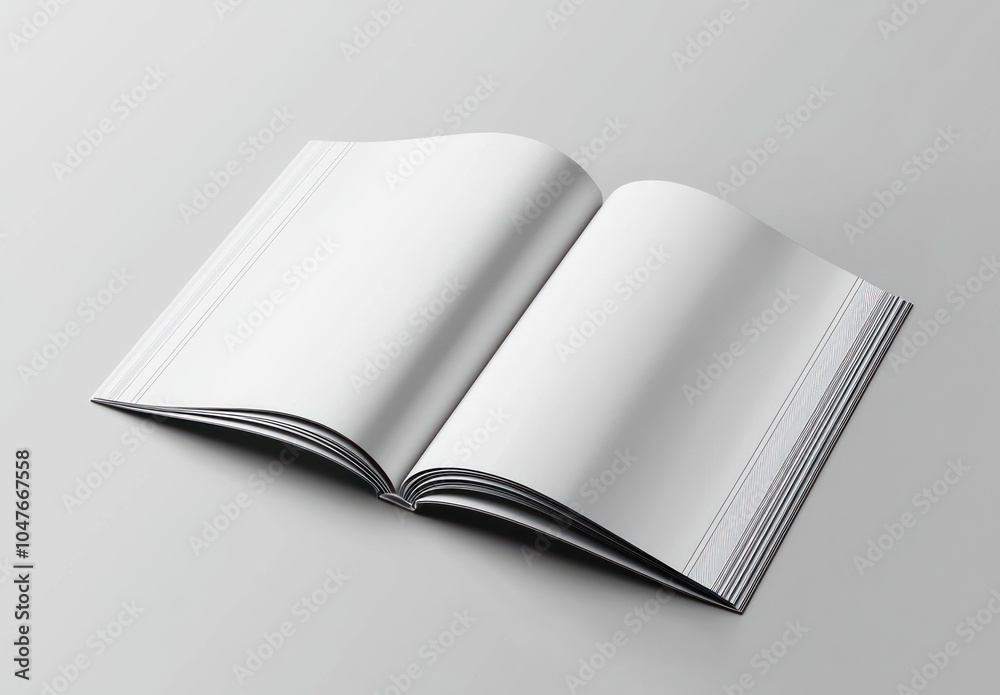 Poster an open blank book on a grey surface