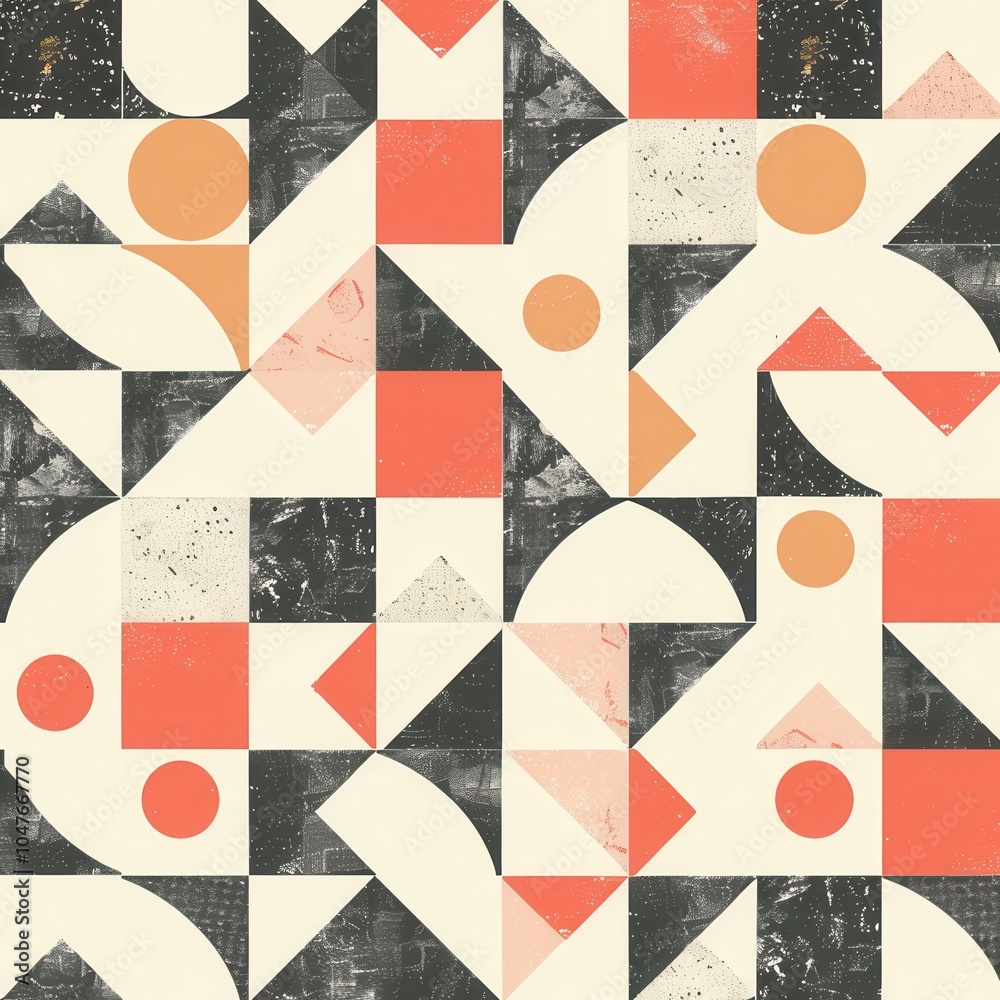 Aufkleber this abstract design features a vibrant arrangement of geometric shapes, including circles, triangle