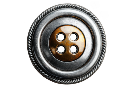 Silver button isolated on transparent background, png file, no background png file