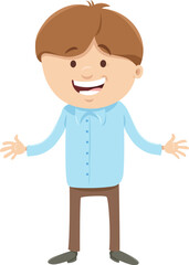 happy cartoon boy character with open arms