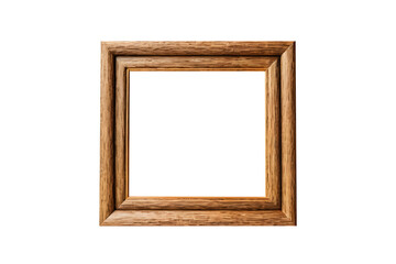 Empty wooden photo frame isolated on a transparent or white background.