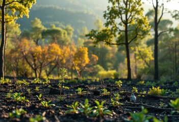 Obraz premium Lush greenery in a serene landscape