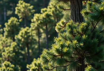 Lush green pine foliage in nature
